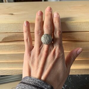 Amos Pewter Handmade Sea Urchin Pewter Ring Rare Includes Box Unique Handmade